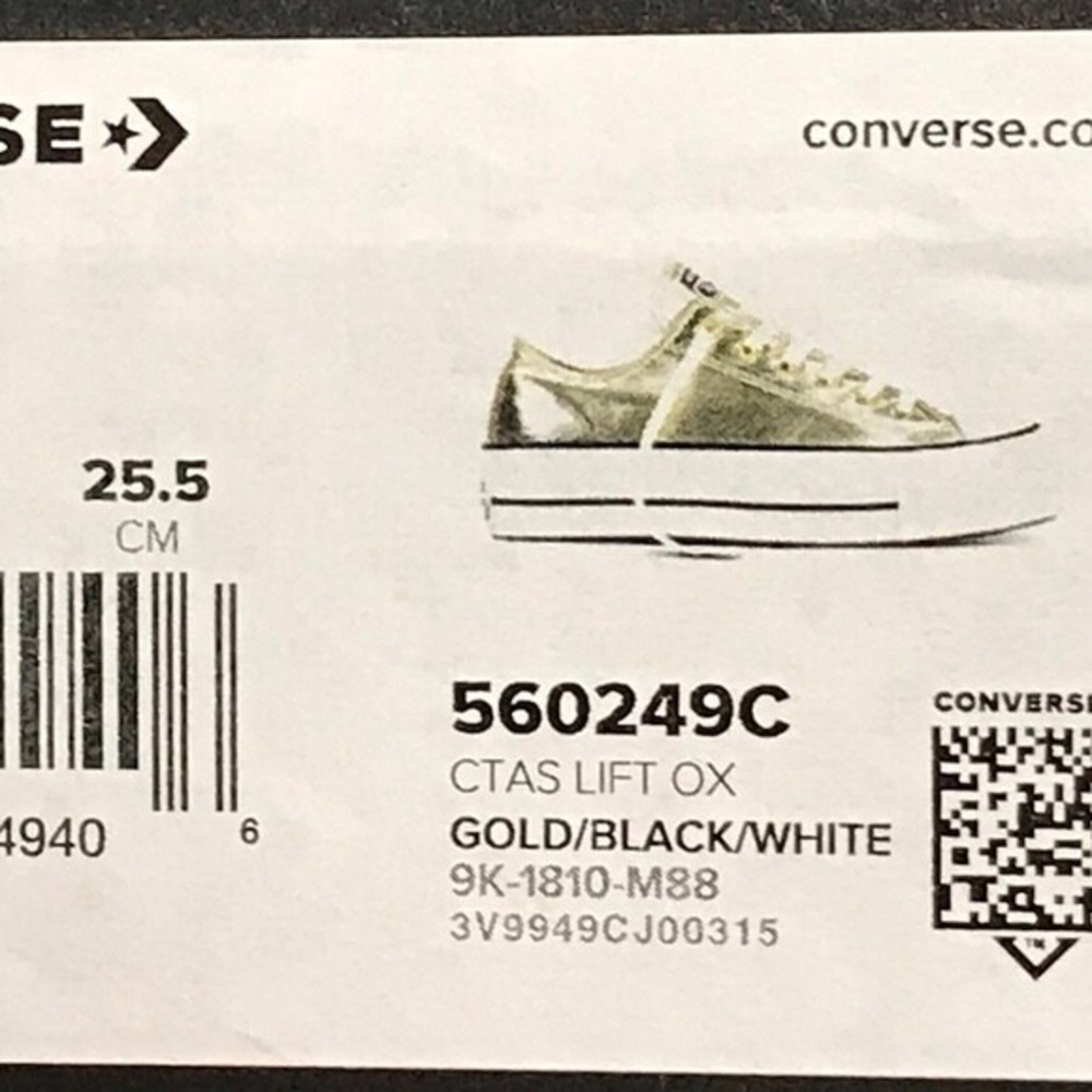 Converse CTAS Lift Ox Gold Metallic Platform Sneakers 560249C Size Women 8 - Picture 7 of 7